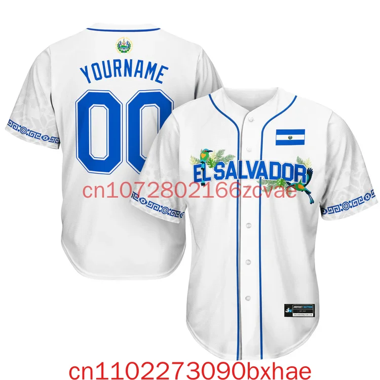 

2026 New El Salvador baseball jerseys 3D printed men's and women's short sleeved sports shirts streetwear casual tops