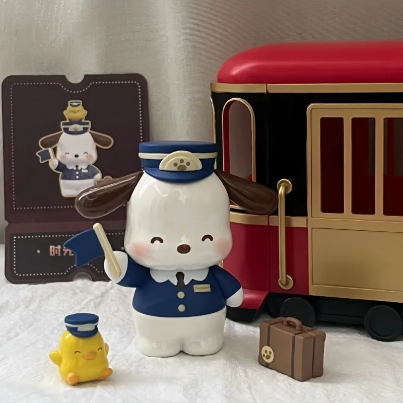 

In Stock Sanrio Pochacco Retro Time Train Blind Box Anime Doll Model Toy Mysterious Box Desktop Ornament Birthday Surprise Gift