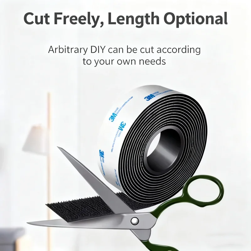 3M 9448A Black Double-Sided Adhesive 25m 16-100mm Strong Non-Trace Hook and Loop Side Fastener Tape High Temperature Resistant