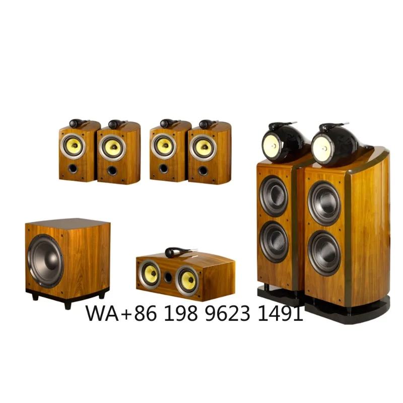 Double 10 Inch Wooden Home Theater Speaker Set 7.1 7.2 Channel with 12 Inch Subwoofer and 5.5 Inch Bookshelf HiFi Audio System