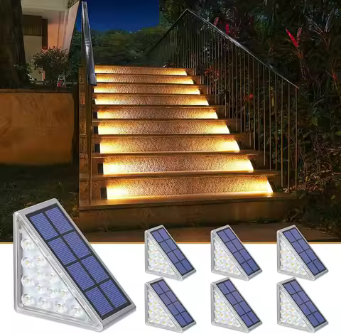 LED Step Lamp Stair Light Outdoor IP67 Waterproof Solar Light with Lens Anti-theft Design Decor Lighting for Garden Deck Path
