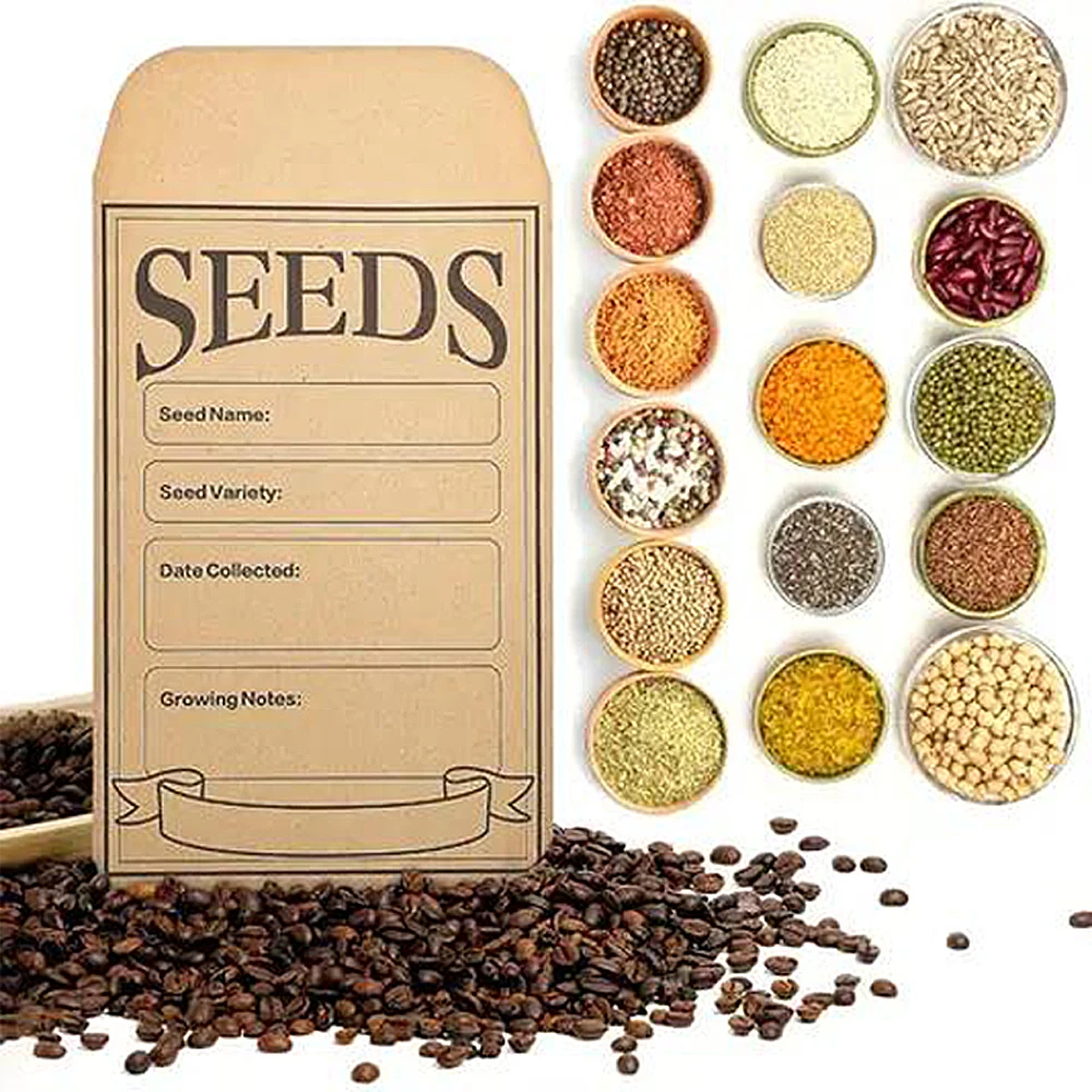1 Set Garden Seed Storage Book 5″ Journal with 50 Self-Sealing Seed Envelopes Seed Packet Organizer Seed Saver Binder