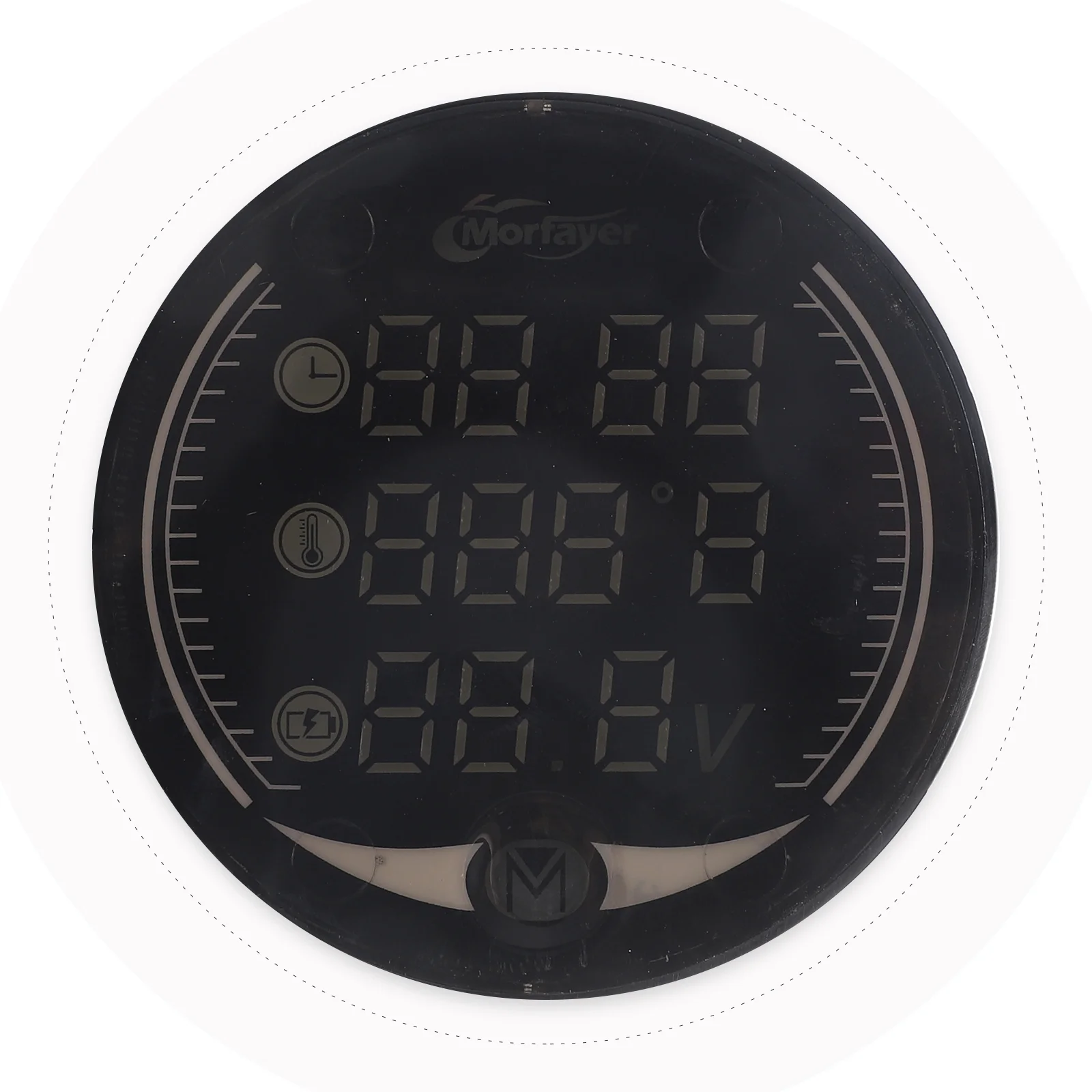 Digital Thermometer Three-in-One Motorcycle Time Temperature Voltmeter Temperate LCD Number Triple 4X4cm Black