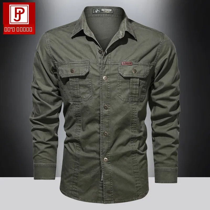 

Long Sleeve Camouflage Shirt Pure Cotton Loose Casual Men's Workwear Fashionable Autumn New Style Loose Fit Urban Youth Shirt