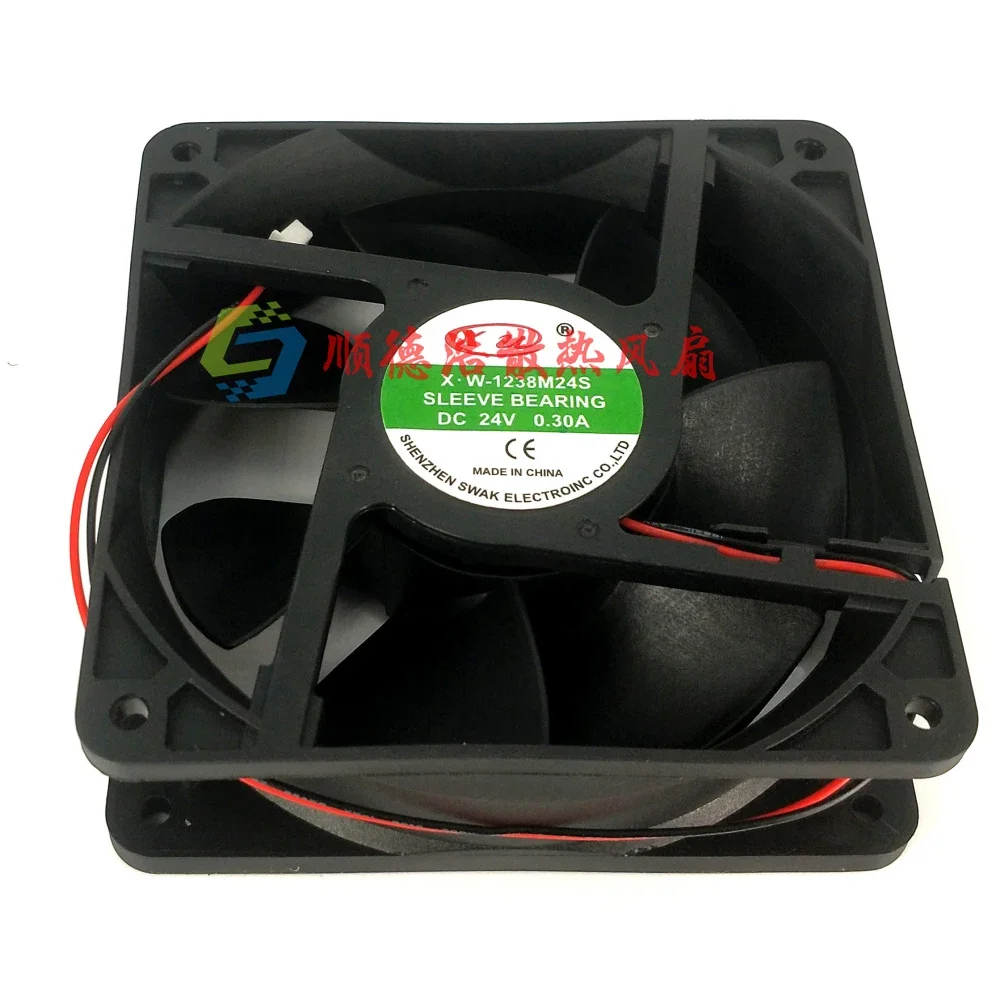 Free shipping X.W-1238M24S Inverter Cooling Fan DC 24V 0.3A 12038 12CM 120*120*38mm 2 Wires