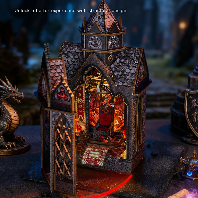 لتقوم بها بنفسك كتاب الزاوية عدة بيت الدمية الخشبية ثلاثية الأبعاد لغز الجمعية لعبة المنزل Bookend رف الكتب إدراج اللعب لدمية هدية الكريسماس #1