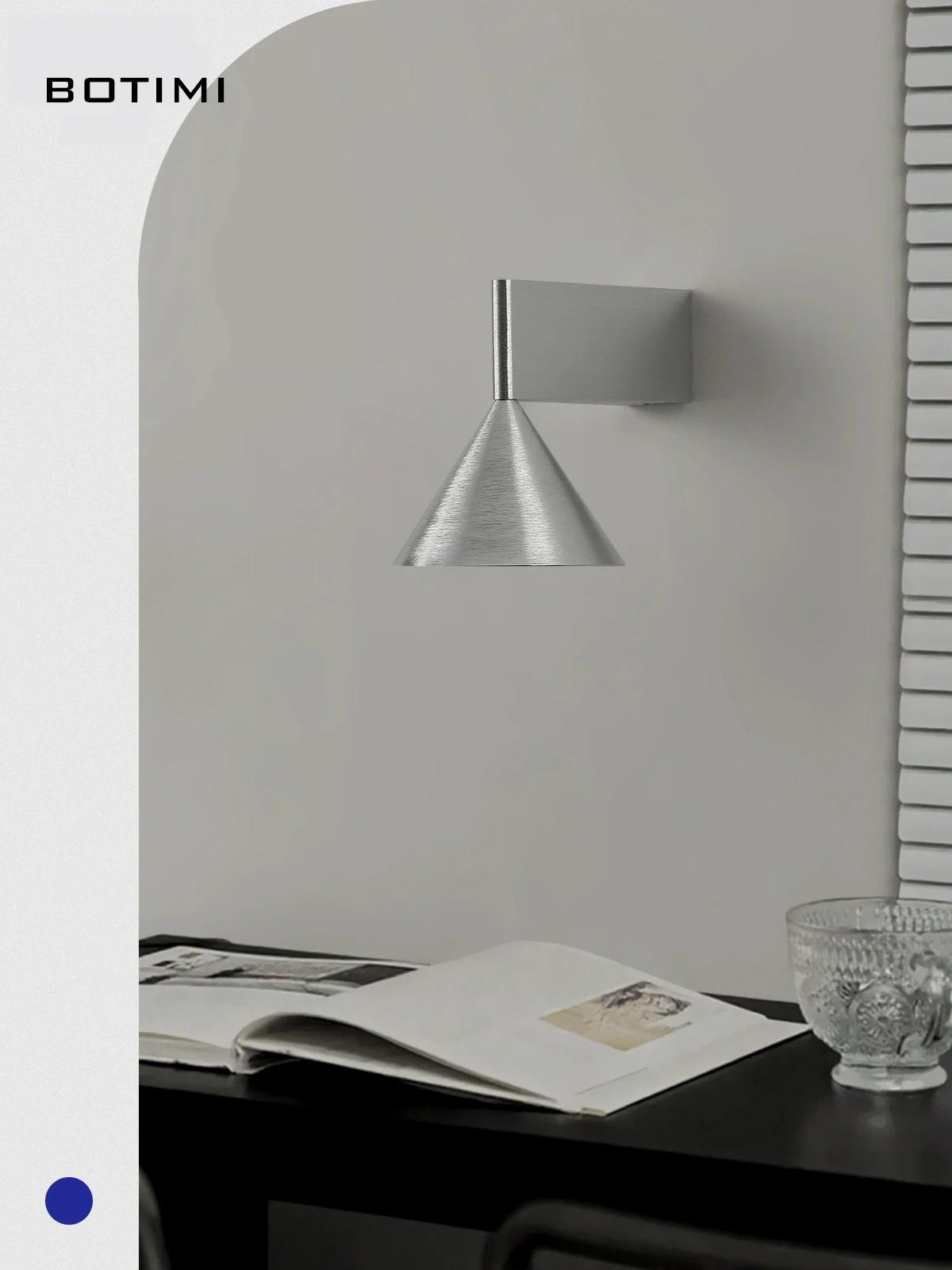 BOTIMI Modern Aluminum Wall Lamp For Bedside Simple Brushed Silver Wall Sconce Background Wall Aisle Lights Home Deco Luminaire