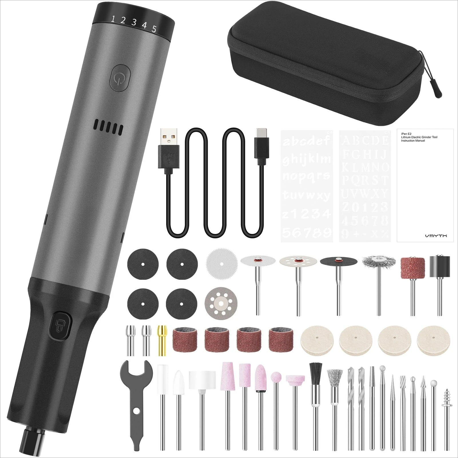 

ATuMan Electric Engraving Pen Rechargeable Cordless Power Rotary Tool Kits 5 Variable Speed for Carving, Sanding, Polishing