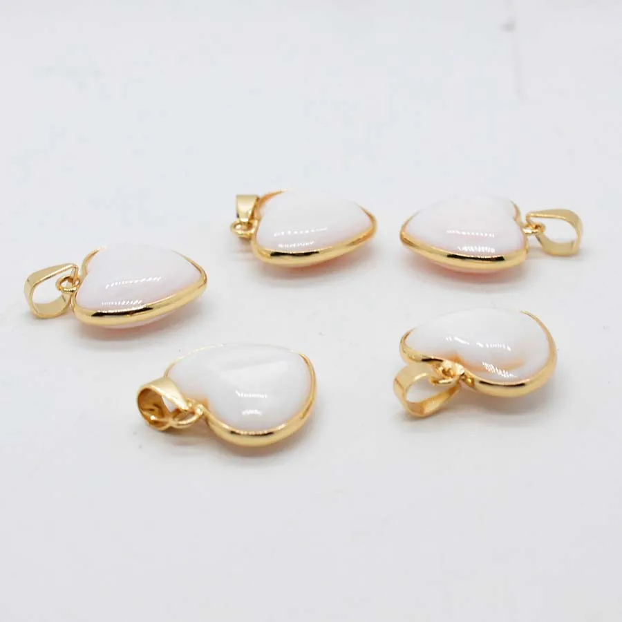 الطبيعية الأبيض قذيفة شكل قلب المعلقات للنساء قلادة DIY الذهب الأصفر اللون الأبيض البحر Sehll قلادة رجل صنع المجوهرات