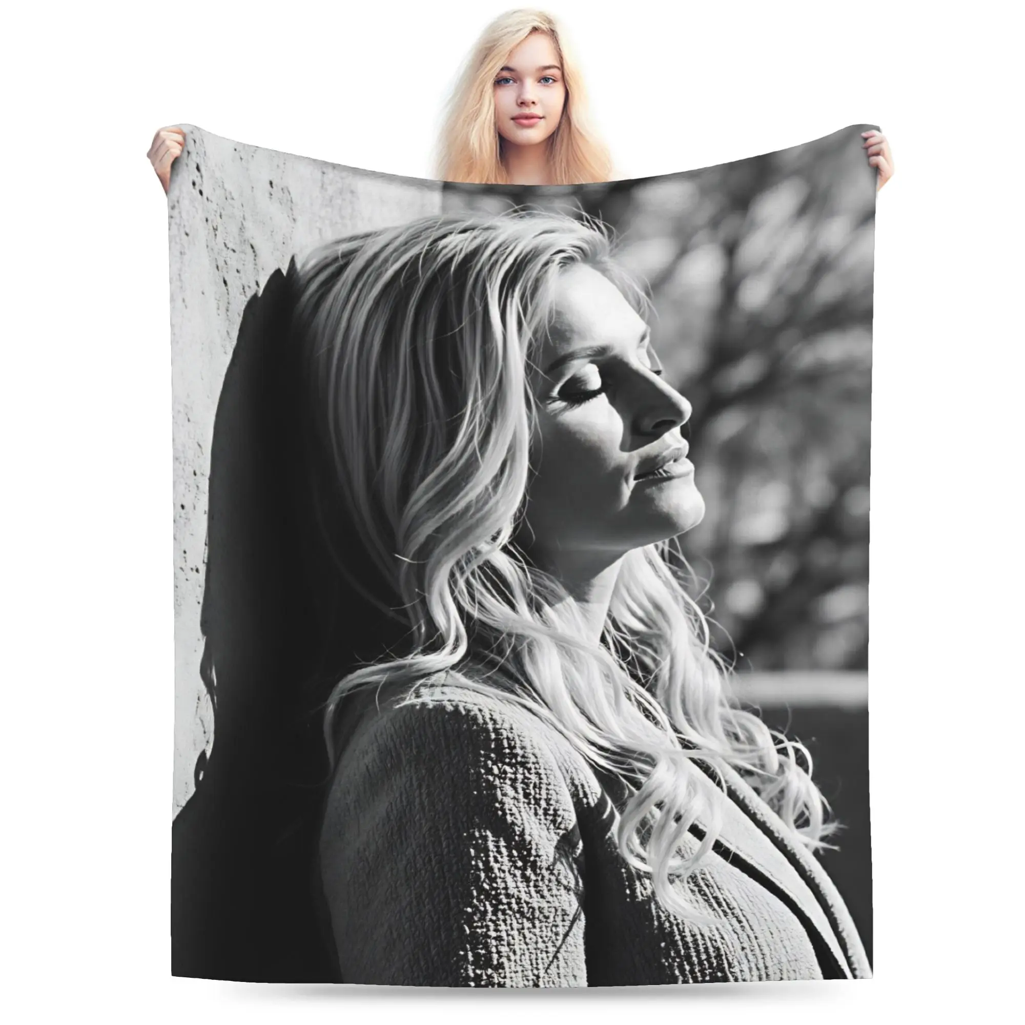 Singer Dalida Blanket Spring  Warm Cozy Throw Blanket For Kids Adults Couch Chair Flannel Bedspread Bed Cover