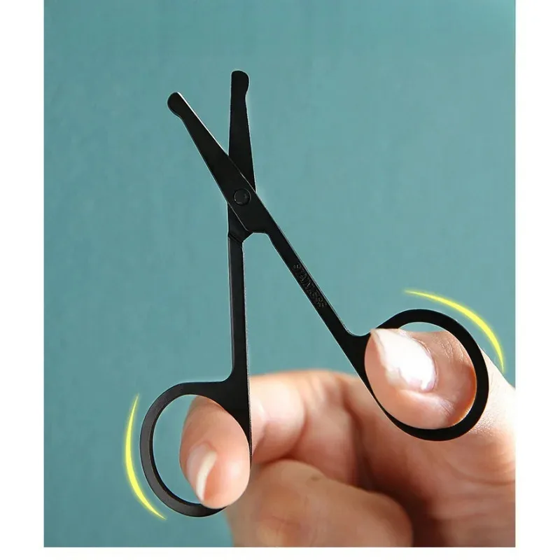Portable Black Round Head Manual Nose Hair Trimmer, Stainless Steel Safe Anti-Pull Nose Trimming Tool for Adults