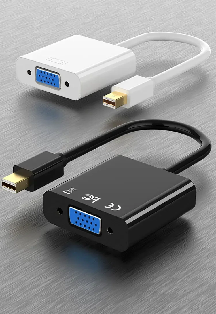 Mini DP إلى VGA مهائي كابلات Mini Thunderbolt إلى VGA محول 1080p منفذ عرض صغير لتلفزيون HDTV لماك بوك اير برو
