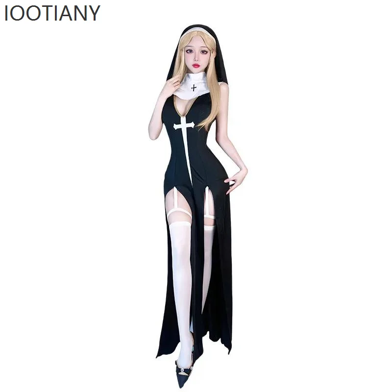 

Fashion Sexy Cute Black Nun Dress Costume Halloween Masquerade Party Sister Costume Role Playing Performance Costume Set 2025
