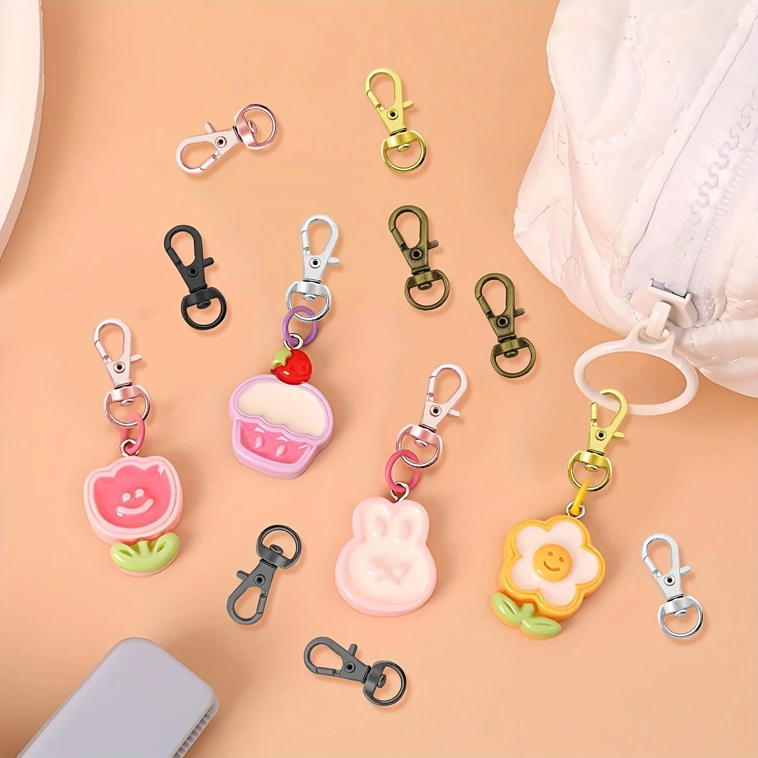 72pcs multi-color keychain kit with rotating lobster clasp for dog collar decoration accessories DIY handmade backpack clip clas