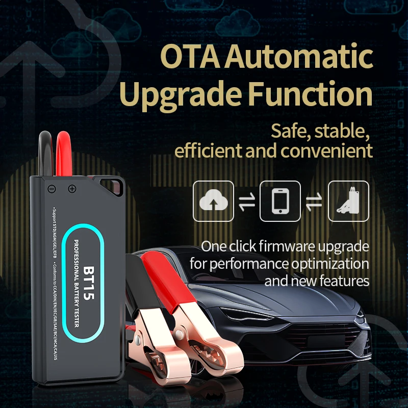 BT15 Automotive Battery Tester with 14 Languages & Reverse Polarity Protection Load Tester