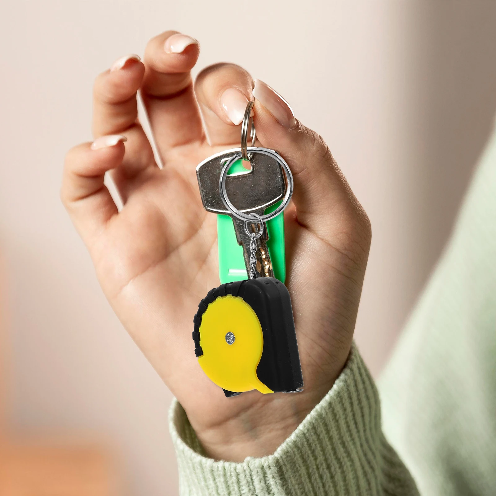 

12 Pcs Steel Tape Measure Retractable Keychain Measuring Tool Bright Color Compact for Versatile Use