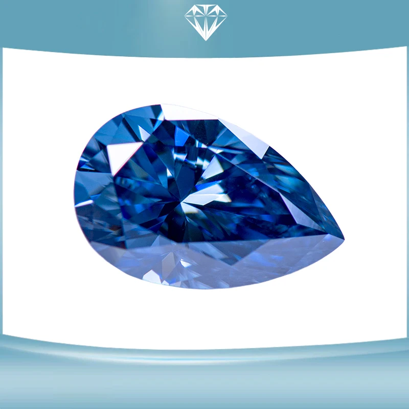 

Moissanite Stone Primary Color Royal Blue Pear Cut Lab Grown Diamond for Charms Woman Jewelry Making with GRA Certificate