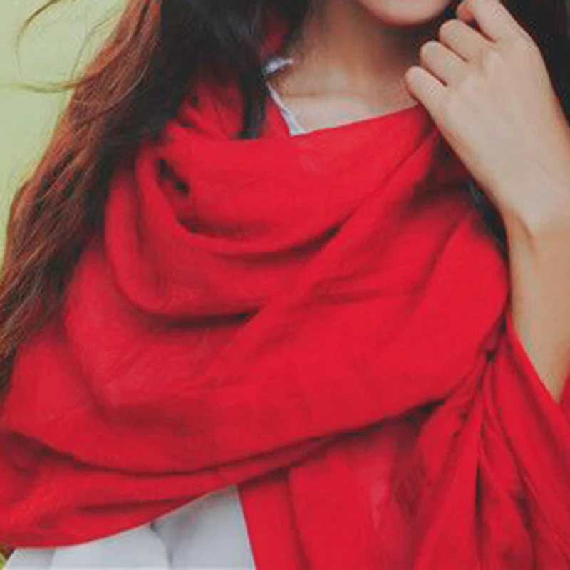 NEW-Solid Color Candy Color Cotton Headband Ladies Gift Beautiful Scarf Wild Shade Beach Towel Shawl (Pink)