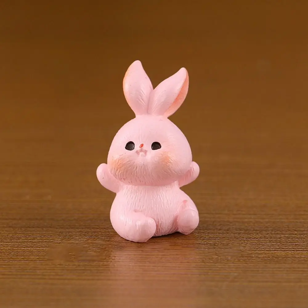 Creative Cute Bunny Family Animal Doll Accessories Mini Desktop Resin Ornaments DIY Cartoon Resin Rabbit Model