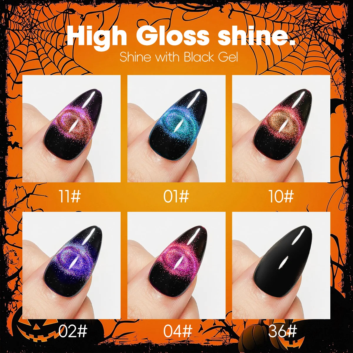 Ensemble de vernis à ongles œil de chat bicolore 7 pièces, comprenant 6 types de vernis à ongles UV + couche de base noire, pour décoration d'ongles personnalisée