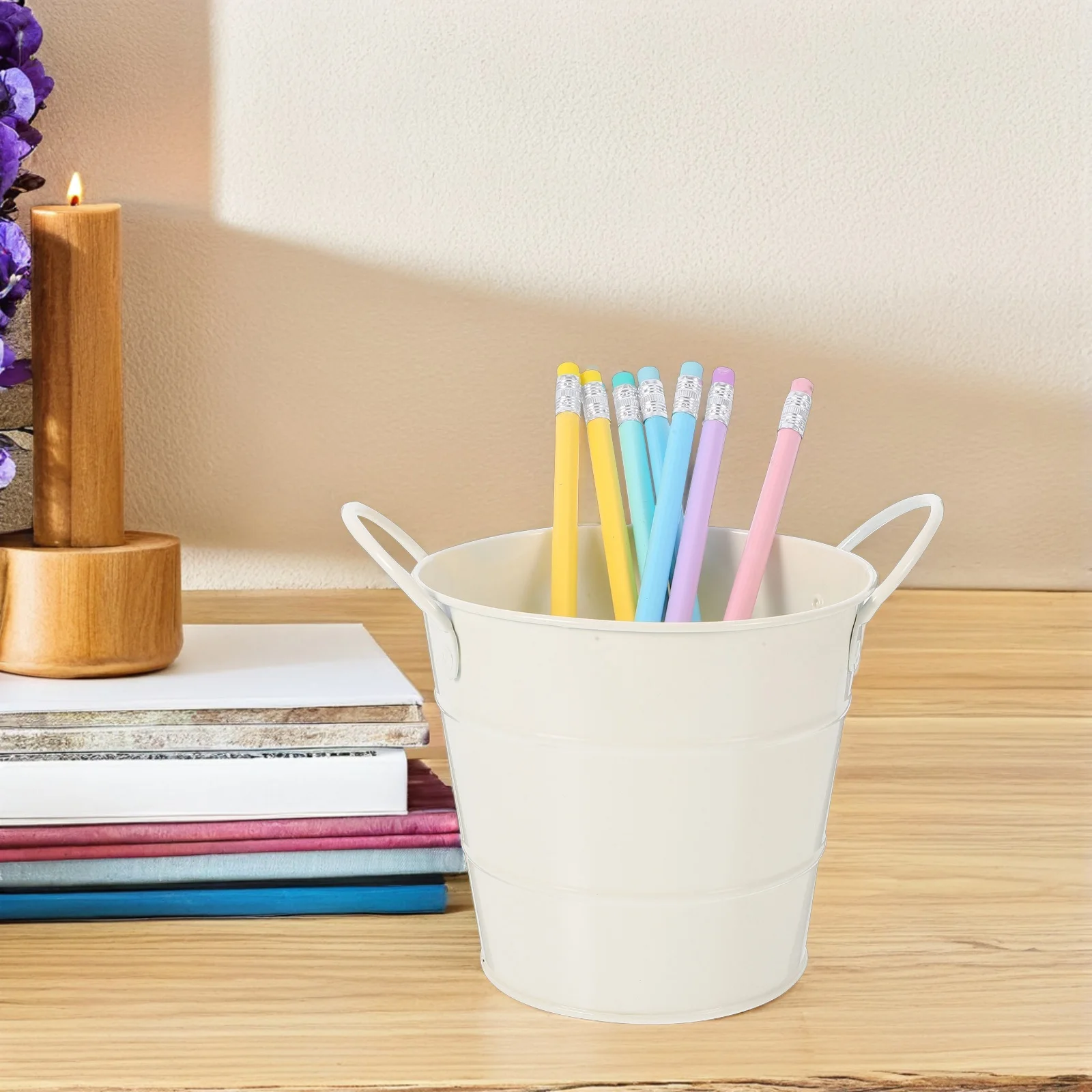 سطح المكتب تخزين دلو سلة المهملات المعدنية لمكتب المنزل المدرسة متعددة الوظائف سلة النفايات الحديدية سلة المهملات الصغيرة ورقة المنظم