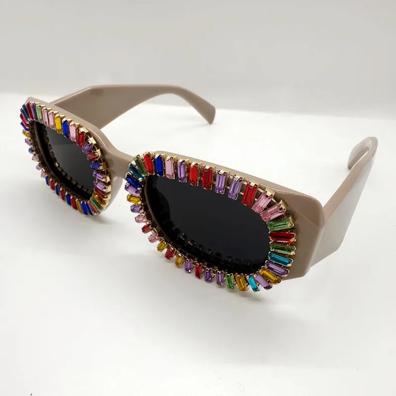 Neue 2026 Bunte Quadratische Diamant Sonnenbrille Frauen Mode Ozean Objektiv Strass Shades UV400 Sonnenbrille Weibliche Brillen Gafas – Detail 9
