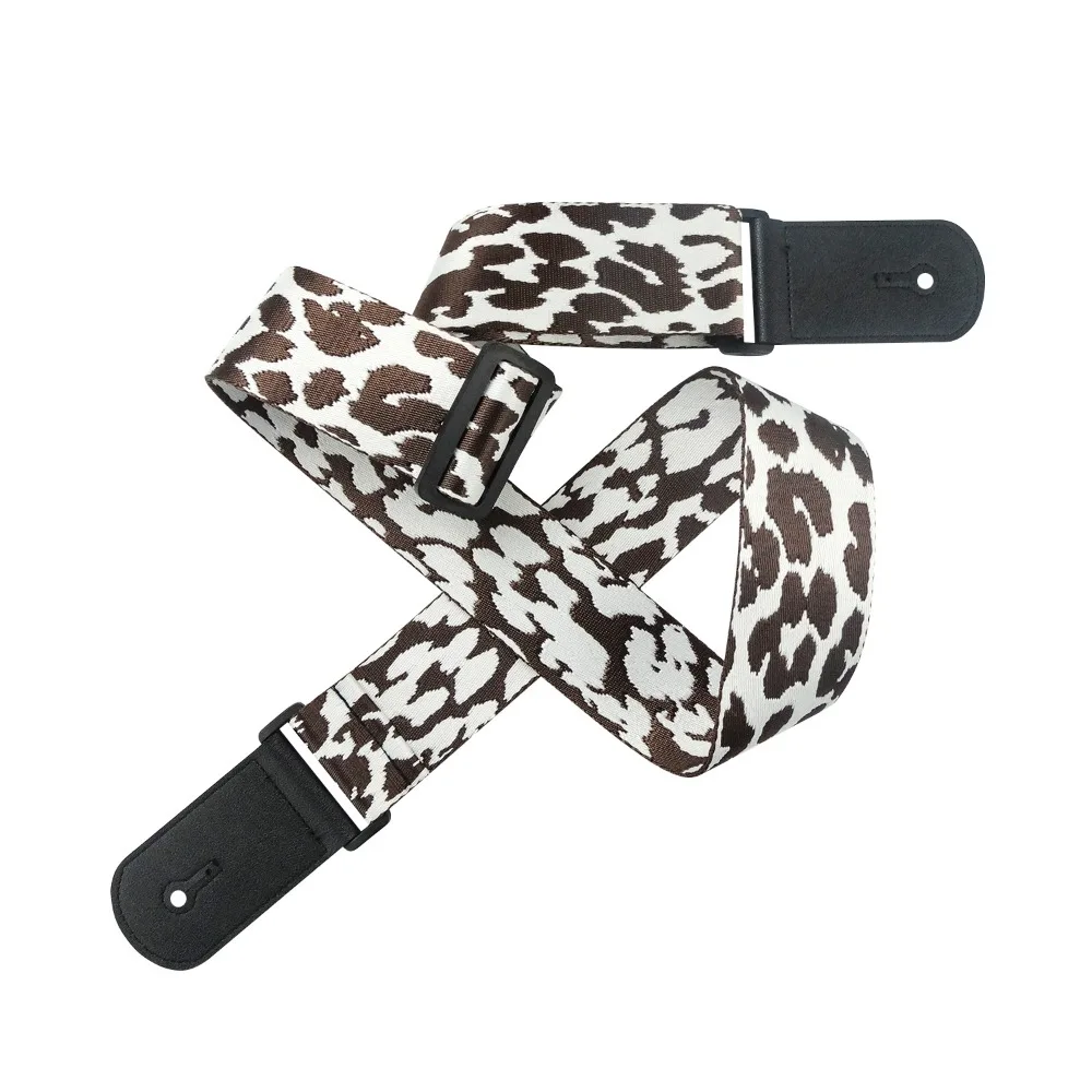 Nylon Guitar Strap Jacquard Leopard Style Electric Guitar Shoulder Belt Instrument Accessories Adjustable Bass Shoulder Band