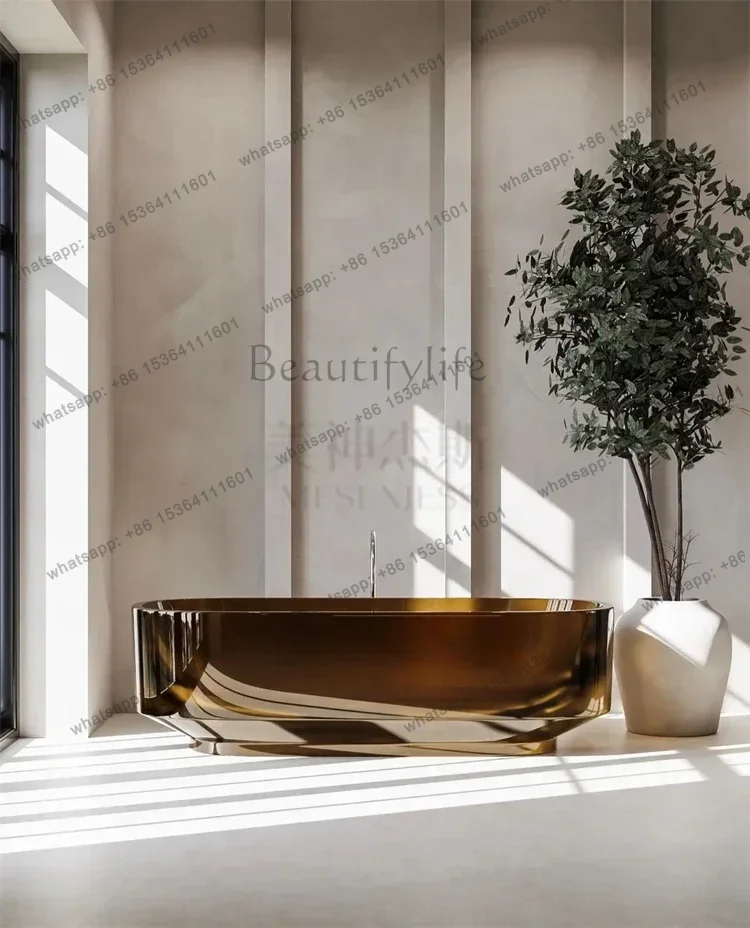 Amber Transparent Resin Detached Hotel Villa Clubhouse Double Adult Bath Tub