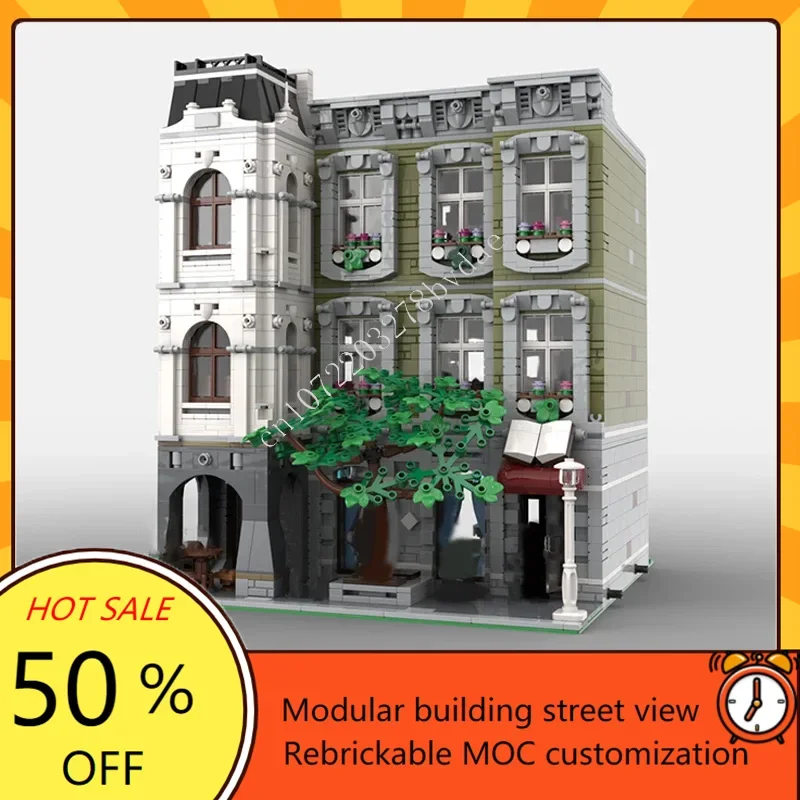 5115PCS Library Wine Bar Modular MOC Creative street view Model Custom Puzzles Architecture DIY Education Assembly Toys Gifts