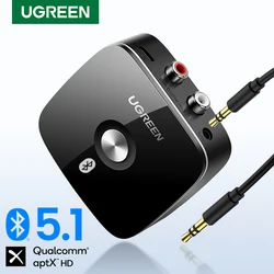 UGREEN Bluetooth RCA ricevitore 5.1 aptX HD 3.5mm Jack Aux adattatore Wireless musica per TV Car 2RCA Bluetooth 5.0 ricevitore Audio