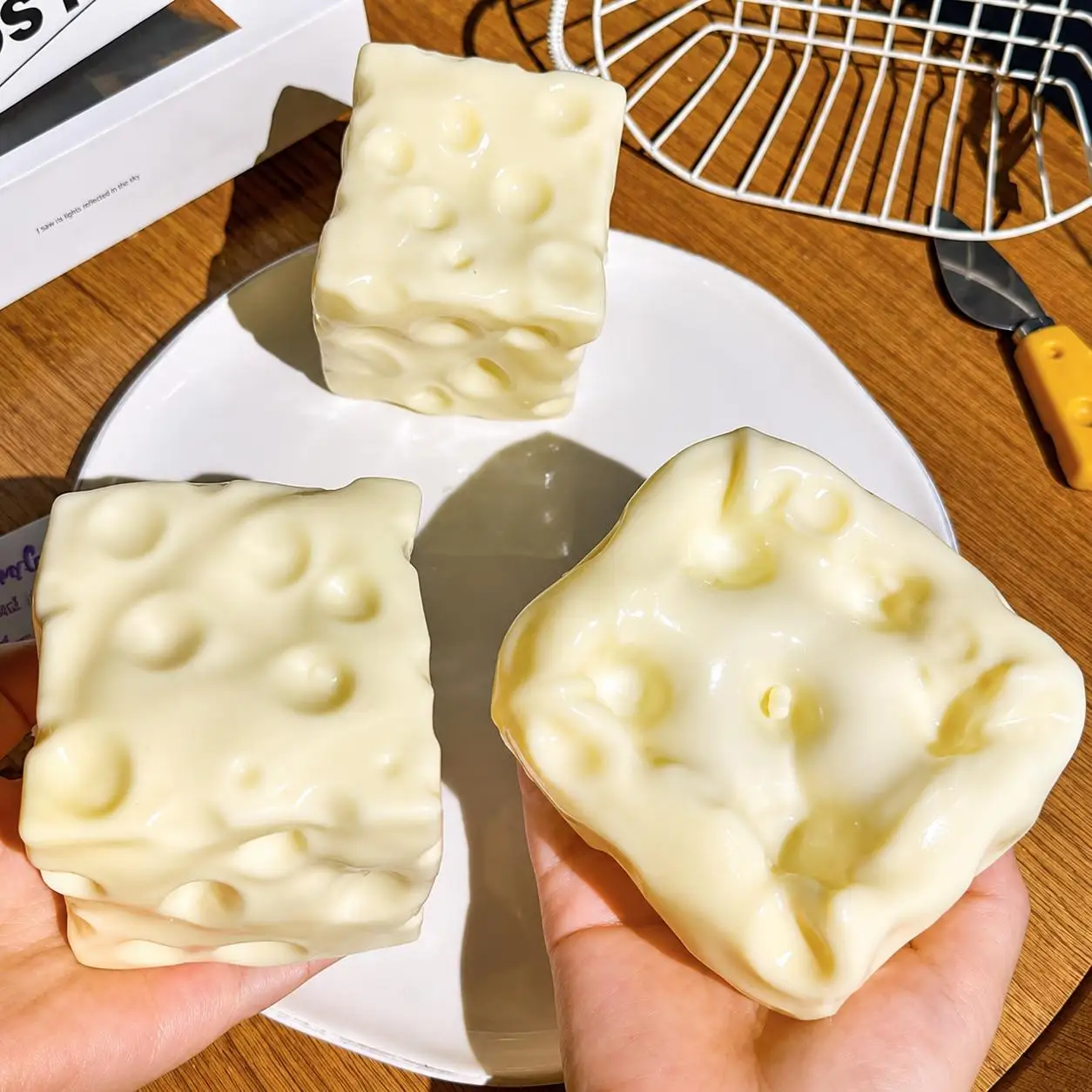 Motorcycle Vaseline Cheese Cube Squishy Toy Jumbo Size Soft Stress Ball Shapeable Squeeze Fidget Toy Non Rebound Sensory Gift image 4
