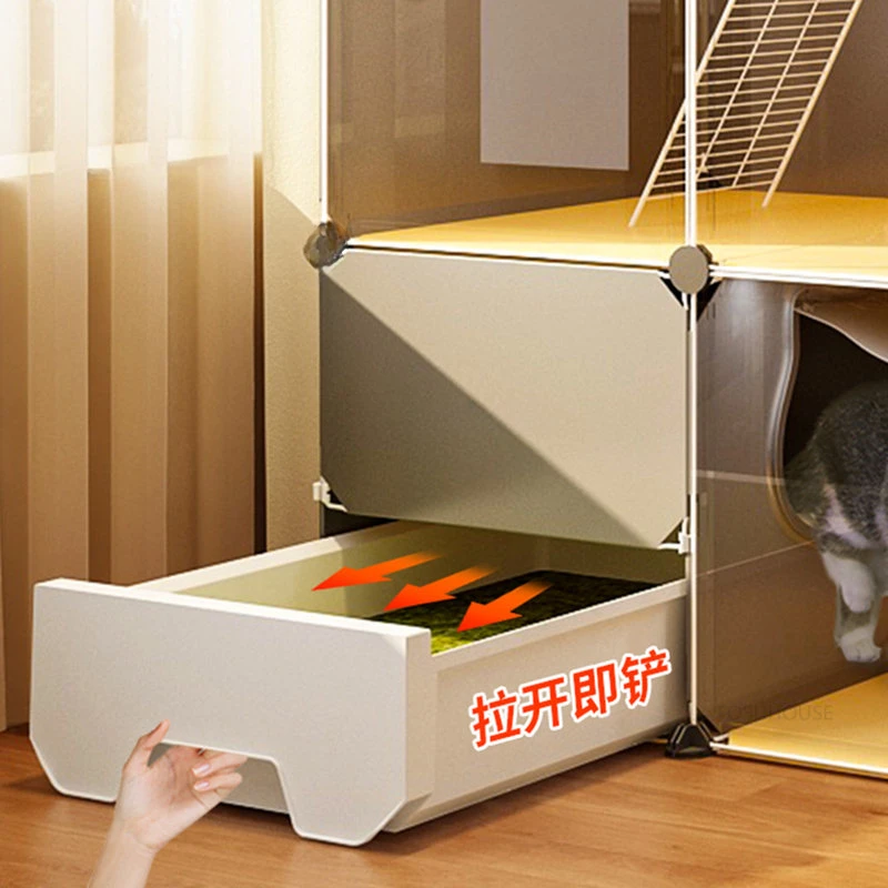 Transparent Indoor Cat Cages Household Balcony Cage House Pet Fence with Toilet Villa House Super Large Space