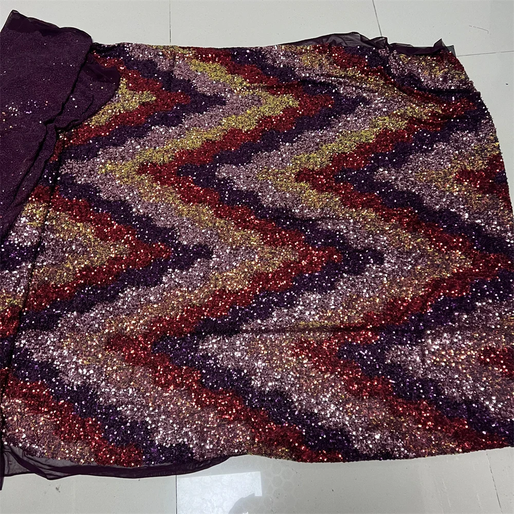 

2025 High-Quality Africa Nigerian Sequins Cotton Embroidery Lace Fabric Tulle for Wedding Party Dress Chiffon XL132 5 Yards