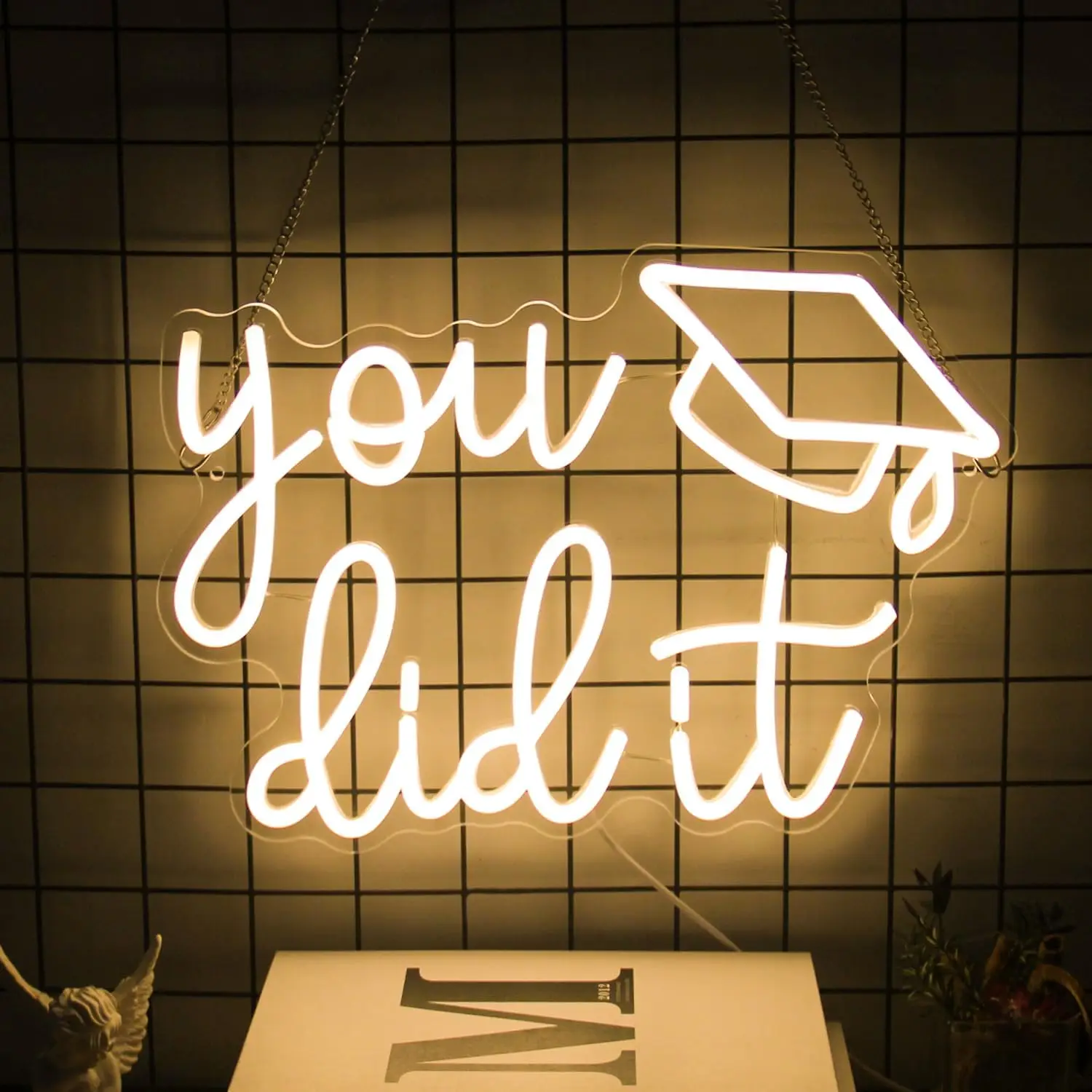 Congrats Grad Neon Sign Art Wall Lights USB Celebrate Led Light for Class of 2026 Graduation Party Bedroom Decoration Gifts