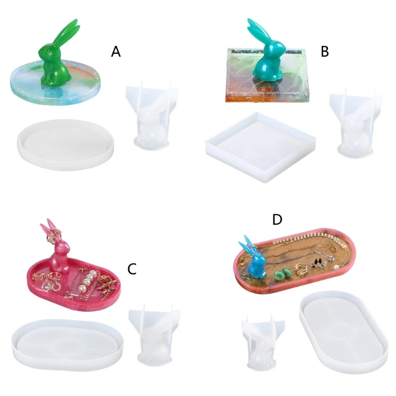 

Jewelry Storage Tray Silicone Mold Rabbit Desktop Decoration Mold Epoxy Resin Molds for DIY Plate Ashtray Ornament 40GB