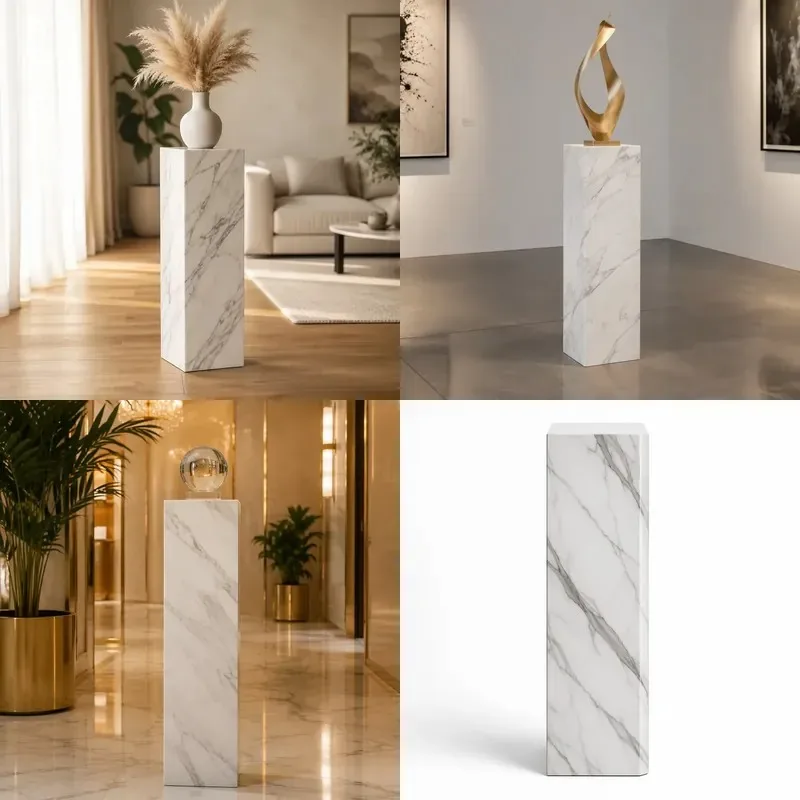 Modern White Marble Base Natural Stone Display Stand Custom Size Home Decoration Hotel Furniture