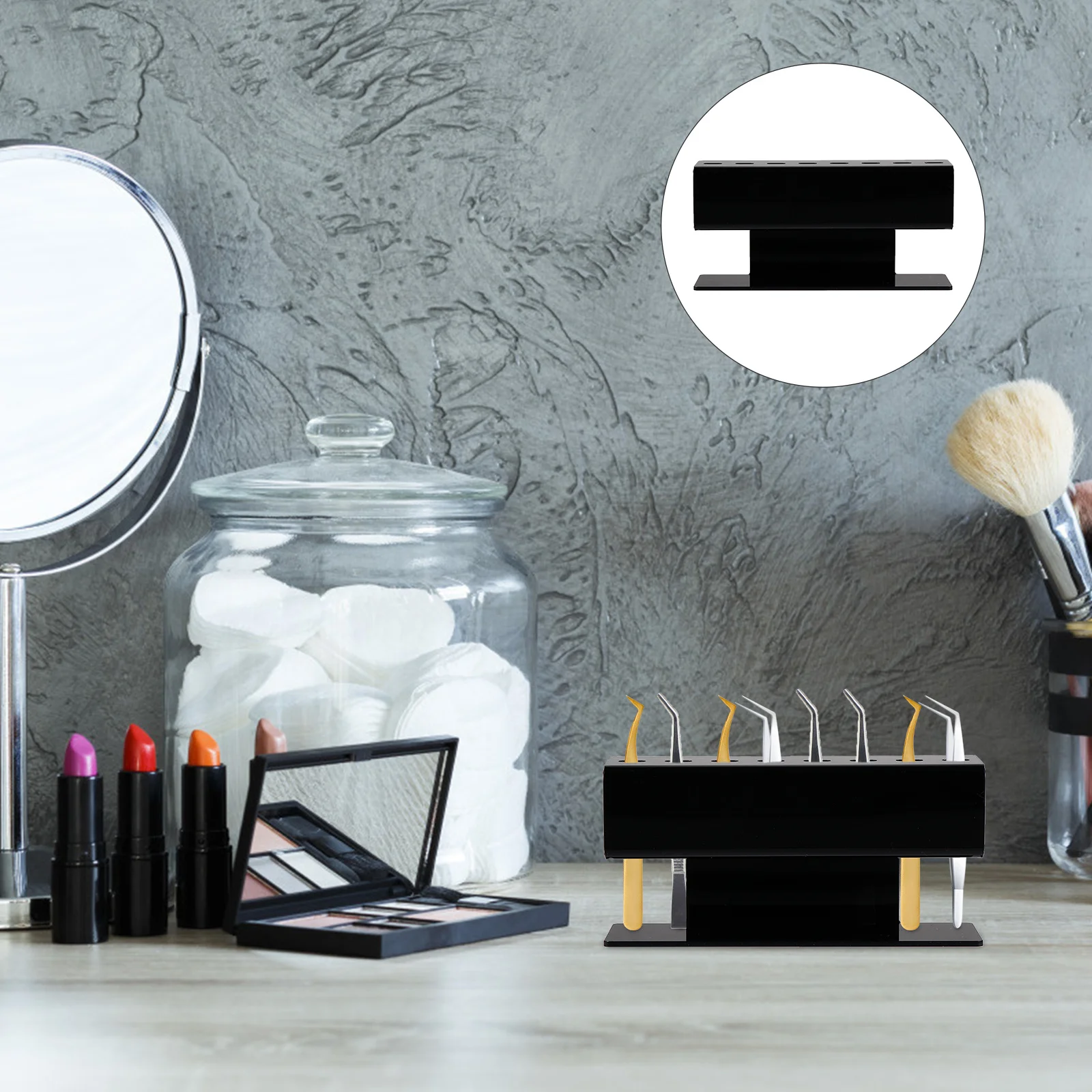 حامل تخزين ملاقط مكون من 8 أقسام لملحقات الرموش، حامل عرض أكريليك شفاف، رف منظم أدوات المكياج