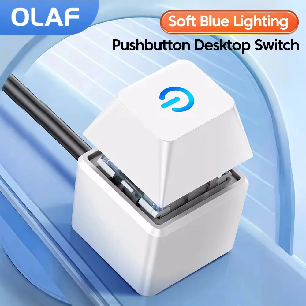 OLAF-Interruptor de escritorio para ordenador, luz LED de 1,8 m, placa base de PC, arranque externo, botón de encendido/apagado, Cable de extensión para casa y oficina