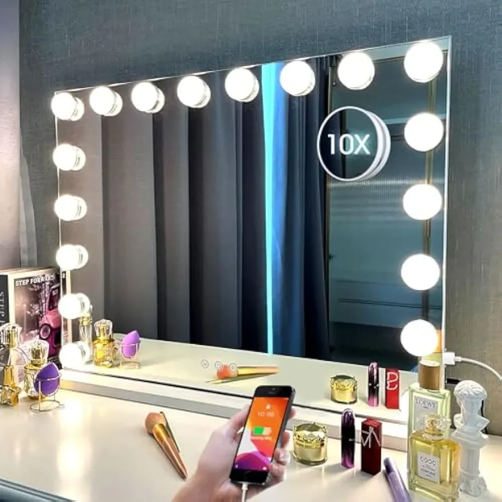 Kottova Vanity Mirror with Lights-Large Makeup Mirror Hollywood Lighted Mirror with 18 LED,3 Color Modes,Touch Control