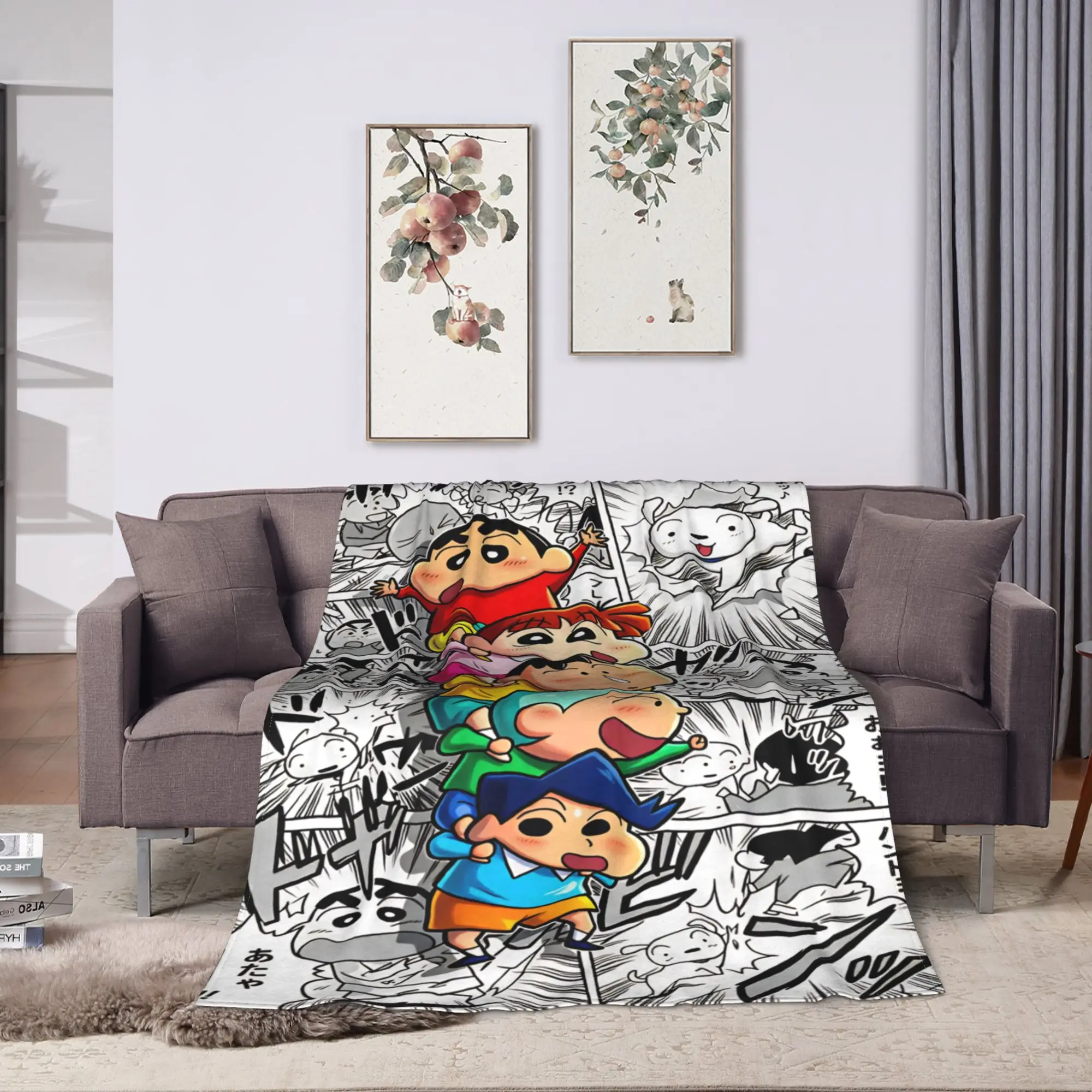 Warm Soft Blanket Camping Crayon Shin-chan  Bedding Throws  Flannel Bedspread For Home Decor Funny Sofa Bed Cover