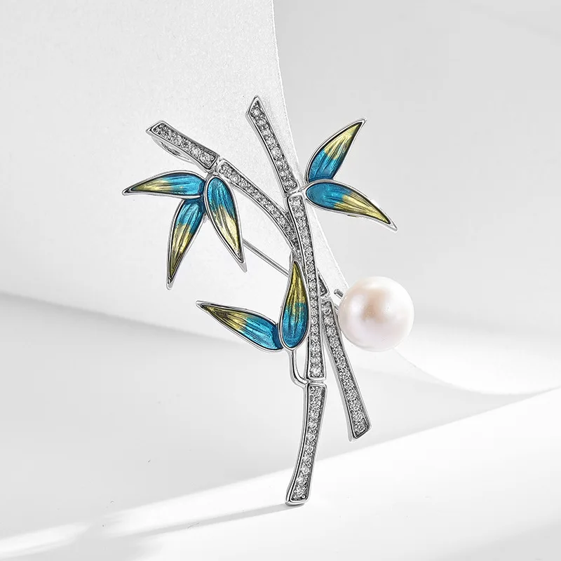 Lucky Bracelet Hand String New Pearl Bamboo Brooch High-End Women's Exquisite Luxury Elegant Corsage Anti-Light Pin With Suit