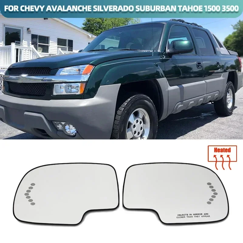 Left Right Door Side Heated Wing Mirror Glass Rearview Plate for Chevy Chevrolet Avalanche Silverado Suburban Tahoe 1500 3500