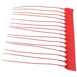 100 Plastic Tamper Seals, Numbered Zip Ties Pull Tite Security Tags Disposable Self Locking Signage 250mm (Red)