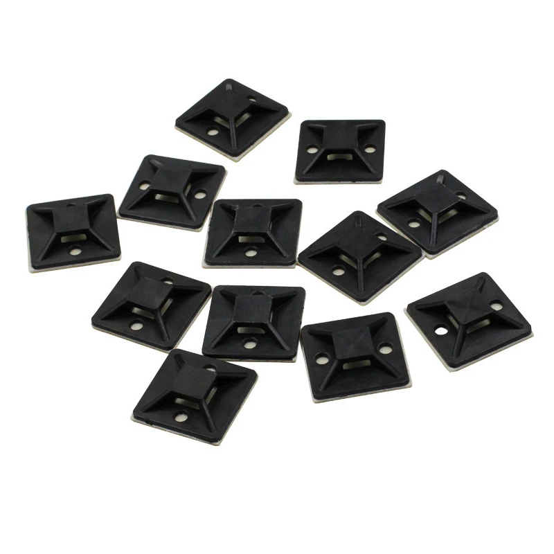 100PCS Cable Tie Base Mount With Glue Wire Removable Self Adhesive Wall Holder Car Fixing Seat Clamps Suction Positioning Sucker