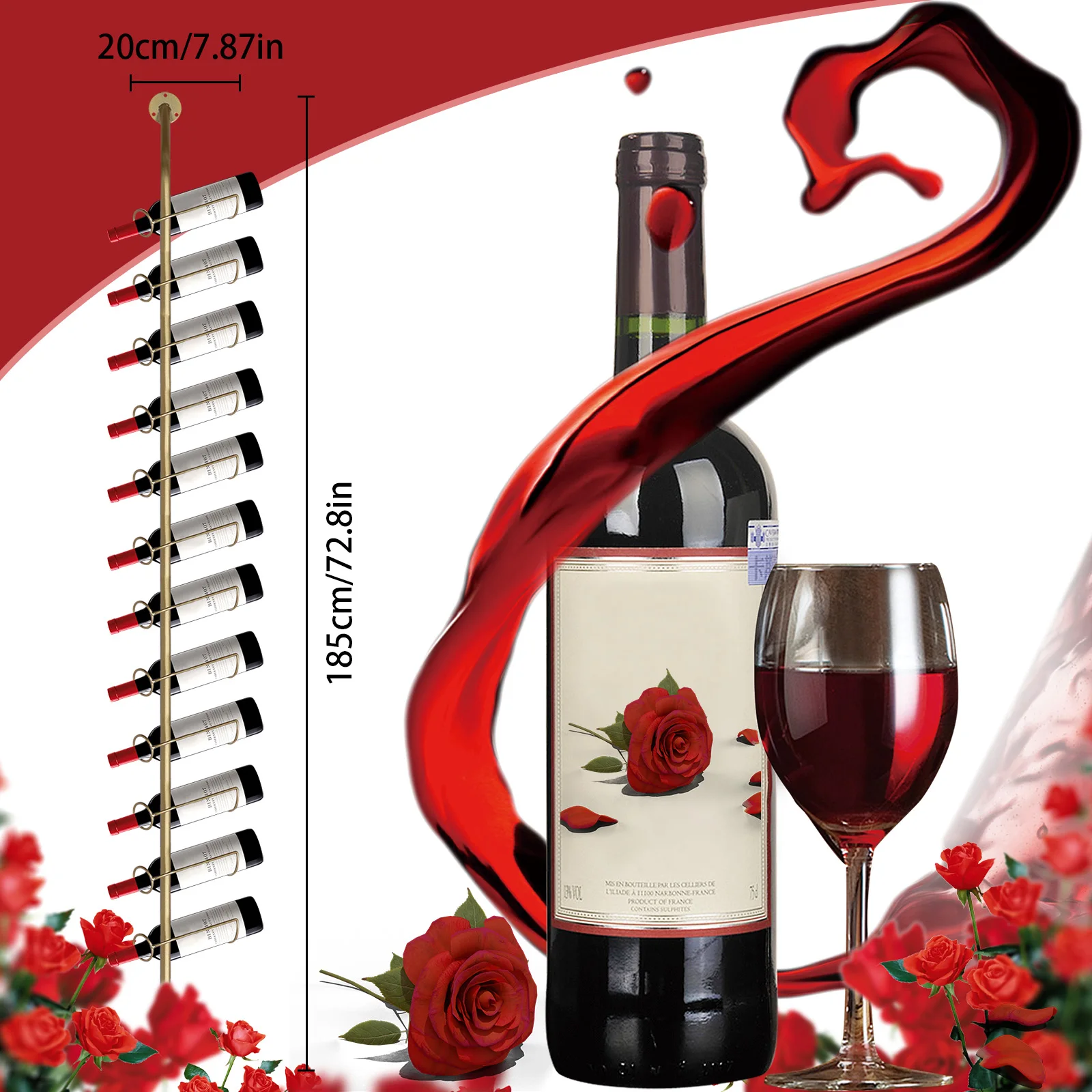 10 Pack Freestanding Floor Metal Wine Rack Holds 120 Bottles Wine Display Storage Shelves for Kitchen Pantry Dining Room Bar