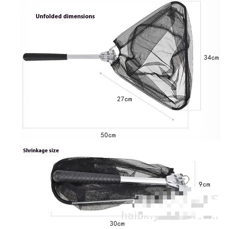 شبكة أرضية أوتوماتيكية من سبائك الألومنيوم تلسكوبية مكونة من ثلاثة أقسام مع شبكة صيد قابلة للطي بجيب رأس مثلث