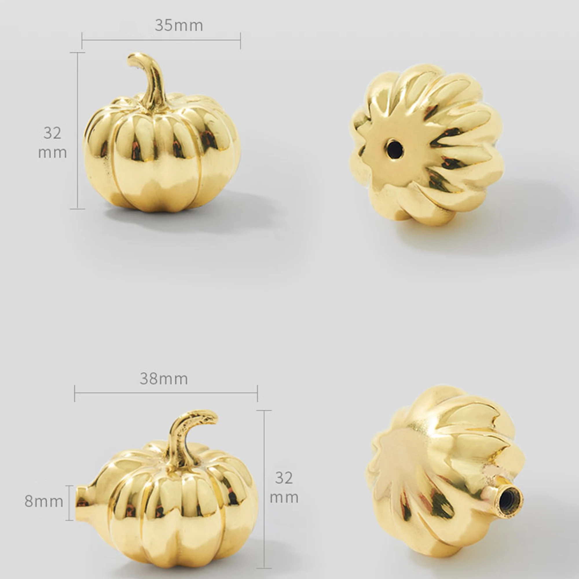 MFYS Pumpkin Shape Furniture Knobs and Handles Home Decor Cabinet Handle Bright Gold Wardrobe Pulls Solid Brass Cabinet Hardware