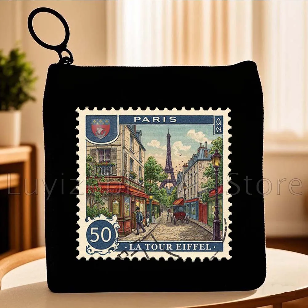 الرجعية إيطاليا روما هولندا باريس نيويورك البريد آخر Stamps هدية قماش محفظة نسائية للعملات المعدنية حقيبة مفتاح تخزين بطاقة أكياس المحفظة الحقيبة