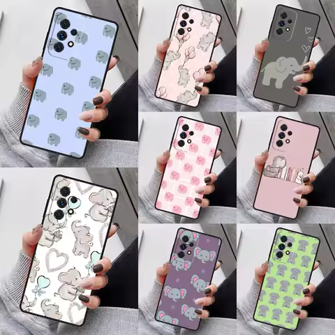Cute Elephant Phone Case For Samsung Galaxy S23 S21 S20 FE S24 S22 Ultra Note20 S10 S9 S8 Plus A40 A52 A12 A13 A53