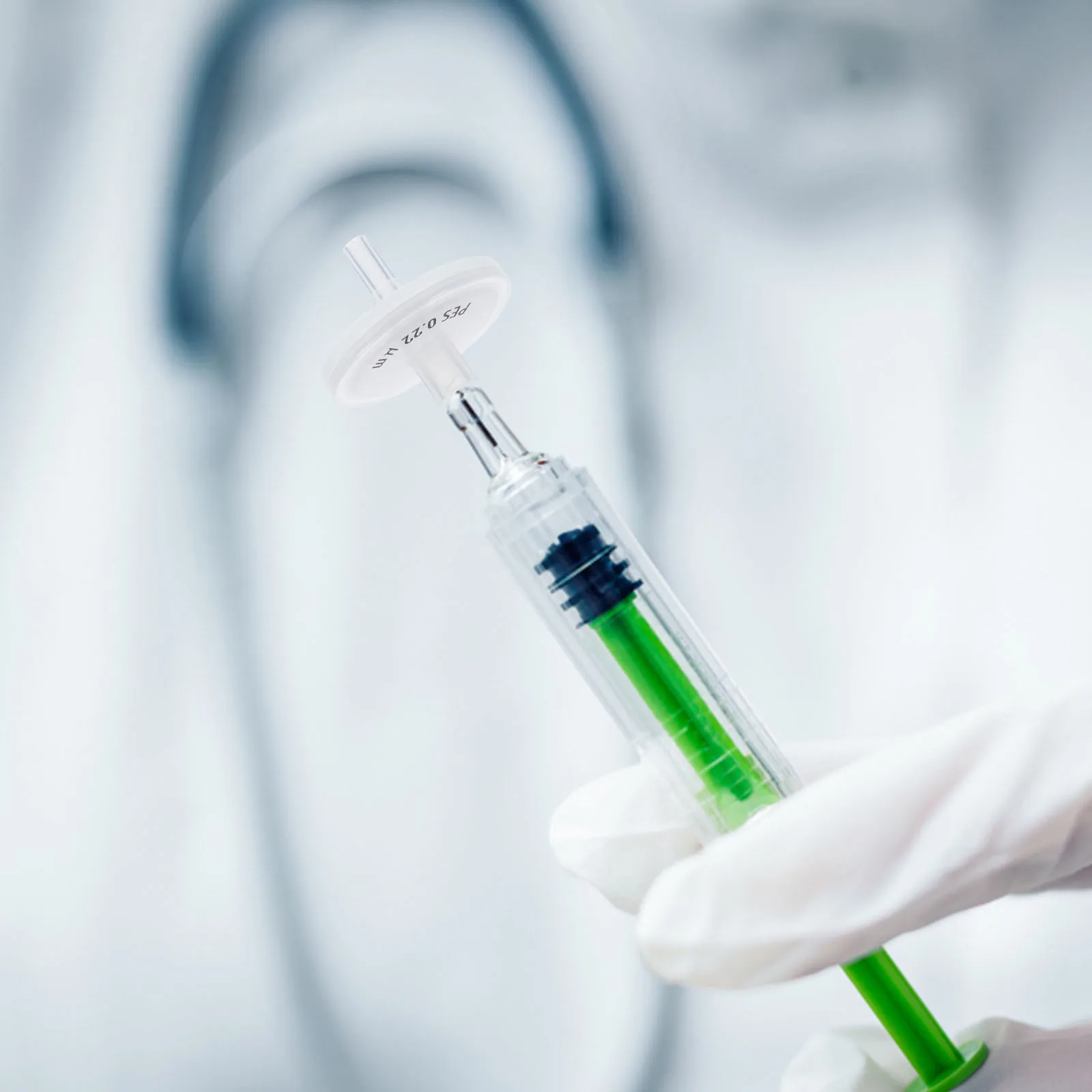 25 pcs Syringe Filter 0.22um Disposable Needle Filter for Lab Bottle Filtration System High Rates Hydrophilic Protein